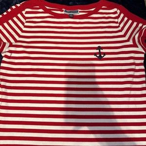 Karen Scott Women's Striped Anchor Top Red Size XXL